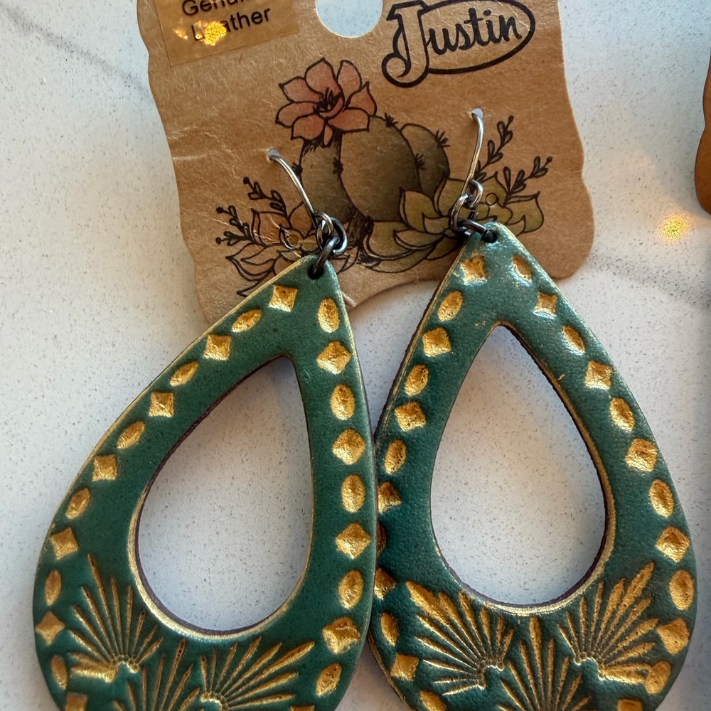 Justin Boots Green and Multicolor Earrings - Picture 2 of 5